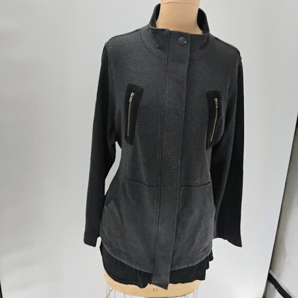 CABI Grey Black Mesh Back Jacket Love Carol Collection 3184 Women's Large - Picture 8 of 16